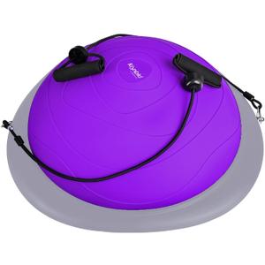 kisnbld Half Balance Ball Trainer, Inflatable 19/23 Inch Half Exercise Ball with Resistance Bands and Pilates Ball, Non-Slip 660lbs Capacity Yoga Ball for Home Gym Full Body Workouts