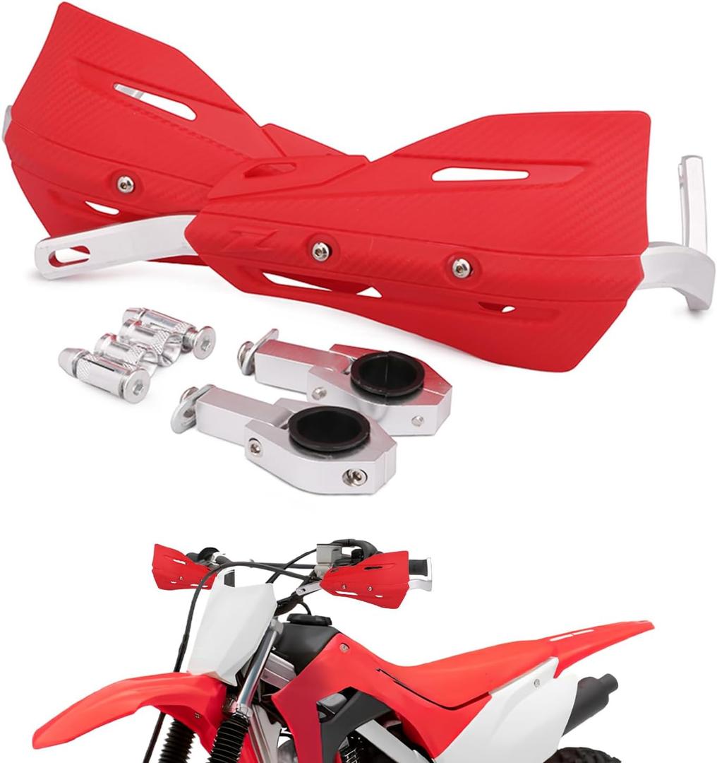 JFG RACING Dirt Bike Handguards,Motorcycle 7/8'' and 1 1/8'' Hand Guards Aluminum Universal for Dirt Pit Bike MX Motocross Supermoto Racing ATV Quad KAYO - Red