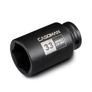 CASOMAN 1/2" Drive x 33 mm Deep 6 PT Impact Socket, CR-MO, 1/2-inch Drive 6 Point Axle Nut Socket for Easy Removal of Axle Shaft Nuts (33MM)