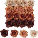 TINGE TIME Artificial Flowers Combo Box Set 16PCS Fake Rose Silk Flower with Stem for DIY Wedding Bouquets Centerpieces Baby Shower Party Home Fall Decoration (Gradient Burnt Orange)