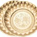 Stainless Steel Gold Plates 8.5 Inch Lightweight Unbreakable Dinner Dishes Plates 2 Pack Dessert Snack Plates for Outdoor Camping Wedding - Reusable & Shatterproof