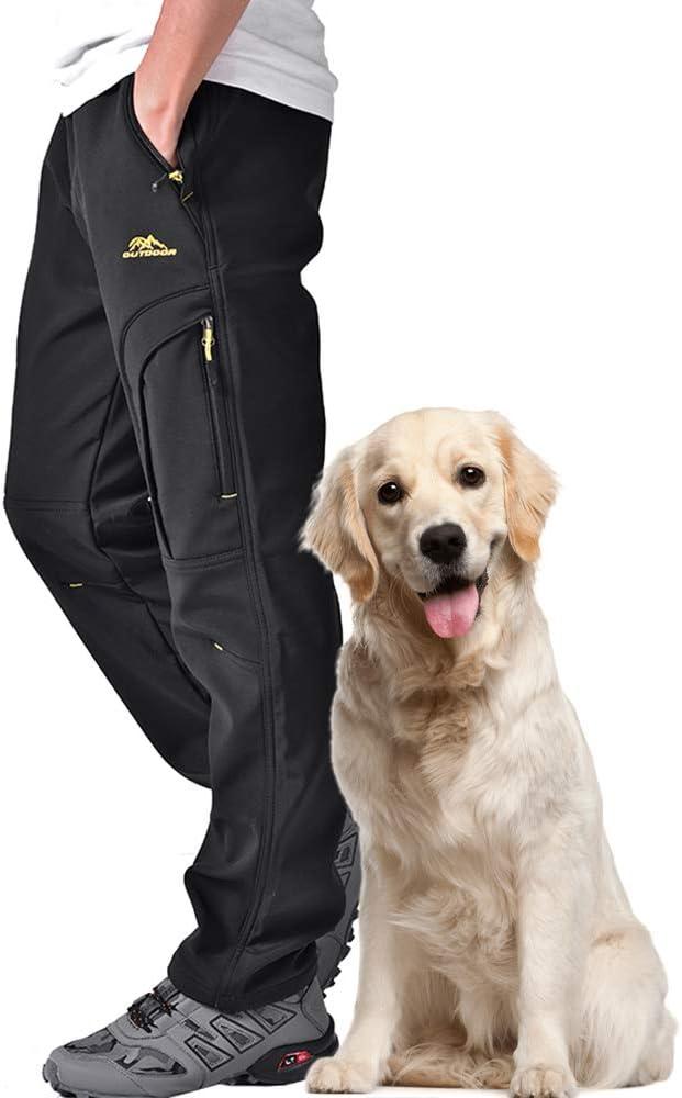 Toomett Men's hiking Snow Pants Skiing Winter Insulated Fleece lined Outdoor Water Repellent camping,walking,fishing (40, Black)