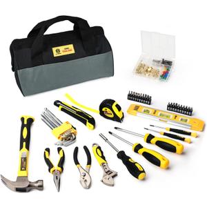 B Bosi Tool 142 Piece Tool Set With Bag Home Repairing Tool Kit with 13-Inch Wide Mouth Open Storage Tool Bag (142 Piece), 142PCSThis product is not eligible for discounts