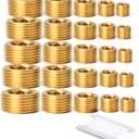 GASHER 25Pcs Brass Pipe Fitting,1/8" 1/4" 3/8" 1/2" 3/4" NPT Brass Internal Hex Thread Socket Pipe Plug Set
