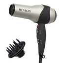 REVLON Turbo Hair Dryer with Advanced Ionic Technology, Ceramic Coating | Turbo Heat and Cold Shot Features, 1875 Watts for Fast Drying and Shine (Silver) (Grey)