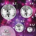 Disco Ball Cake Toppers, 1970s Mini Silver Ball Decorations 12 Pcs Disco Party Decorations for 70s Themed Cake Toppers for Birthday 4 Sizes