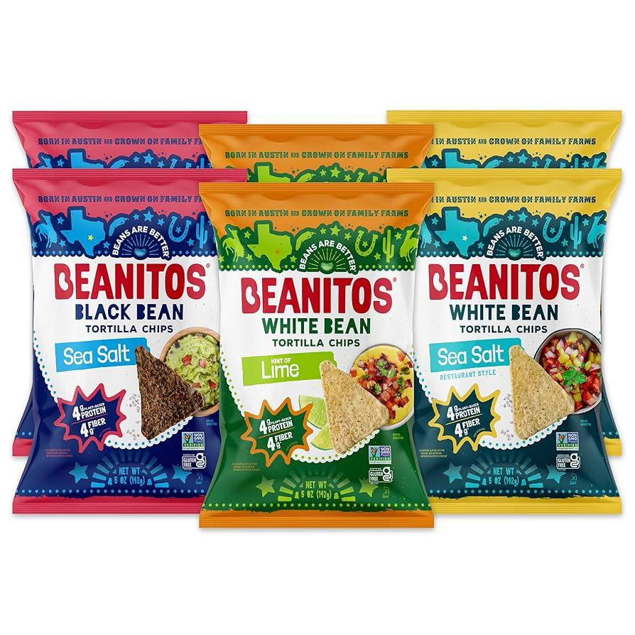 Beanitos Bean Chips - Variety Pack - (6 Pack) 5 oz Bag - White Bean Tortilla Chips and Black Bean Tortilla Chips
