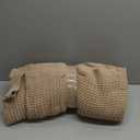 Bedsure Gentlesoft 100% Cotton Blanket Queen Size for Bed - Breathable and Soft, Thick Cozy Waffle Weave Christmas Blanket Gift for Women, Light Brown, 90x90 Inches