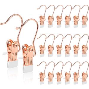 Hotop 20 Pieces Boot Hanger Clips for Closet, Laundry Hanging Hooks Heavy Duty Clips Boot Holder Portable Single Hooks Space Saving for Pants Jeans Clothes Hats Tall Towels (Rose Gold)