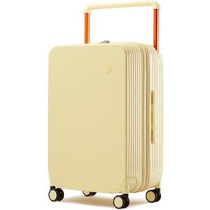 mixi Carry On Luggage Airline Approved Wide Handle Lightweight Luggage PC Hard Shell Suitcases Rolling Suitcases with Spinner Wheels & TSA Lock, 20 Inch Lark Yellow