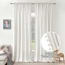 MIULEE Pure White Pom Pom Velvet Curtains for Bedroom/Living Room Darkening Thermal Insulating 96 Inches Long Blackout Curtains with Rod Pocket for Girls Room/Nursery/Home Theater Set of 2, 52"W x 96"L