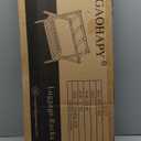 Bamboo Luggage Rack with Shoe Shelf Folding Suitcase Stand with 5 Heavy-Duty Straps for Guest Room Living Room Hotel Ideal Luggage Holder for Suitcases Bags Shoes,Walnut Brown (Large)