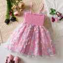 NNJXD Flower Girl Embroidery Dress Little Princess Tie Bowknot Summer Casual Dresses (Pink, XS)