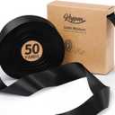 Keypan Black Satin Ribbon 1-1/2 Inch x 50 Yards Double-Faced Polyester Hair Ribbons for Women, for Gift Wrapping Paper Bows Wedding Invitations DIY Crafts