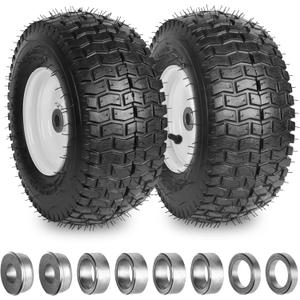 13x5.00-6 nhs Lawn Mower Tire and Wheels Tubeless with 3/4" 5/8" Bearings, 13x5x6 Zero Turn Mower Front Tires for Commercial Grade Lawn 3"-4" Adjustable Centered Hub, 2PCS
