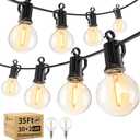 Brightown Outdoor String Lights - Waterproof Globe Patio Lights 35 Ft with 30 G40 Shatterproof LED Bulbs, Connectable Commercial Hanging Light for Backyard, Bistro, Porch, Cafe, Deck, Garden (Black)