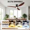 Skylike 52'' Wood Flush Mount Modern Ceiling Fan with Light and Remote