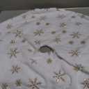 Christmas Tree Skirt 36 Inch, Holiday Part Decorations for Christmas Tree, Whit Plush Gold Sequin Snowflake Tree Shirt for Xmas