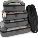 Shacke Premium 5 Packing Cubes Set - Lightweight Mesh Travel Luggage Organizers with Laundry Bag, 5-Piece Suitcase Storage System (Dark Grey)