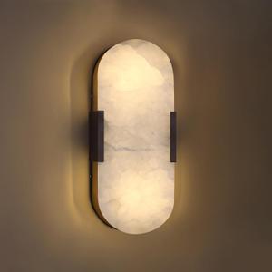 Doraimi Lighting 2 Light 12" Natural Oval Alabaster Marble Bathroom Wall Sconce Modern Concise Style Wall Light Fixture,Oil Rubbed Bronze Finish for Bedroom Hallway Bedside Living Room