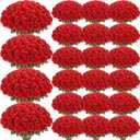 Zeyune 1000 Pcs Red Roses Artificial Flowers Bulk - Silk Fake Roses with Long Stem Faux Flower Real Looking Bouquet for Wedding DIY Bouquets Bridal Shower Mall Event Setups Party Arrangements