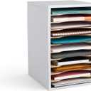 Safco Products Vertical Desktop Sorter, 11 Compartment, White