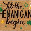 Ceenna St. Patrick's Day Welcome Doormat Outdoor St. Patrick's Day Coir Doormat with Non Slip Backing Shamrock Clover Green Irish Door Mat Front Porch Rugs for Home Entrance, 16 x 24 Inches
