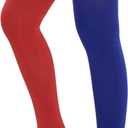 Zando Womens Thigh High Socks Striped High Knee Socks Knee High Socks for Cosplay Long Socks Over the Knee Leg Warmers (One Size, Red Blue)