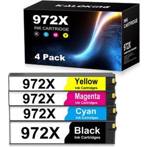 972X Remanufactured Ink Cartridge Combo Pack Replacement for HP 972X 972 X 972A High Yield for PageWide Pro MFP 477dw 477dn 452dw 452dn Printers (4P, Black Cyan Magenta Yellow)
