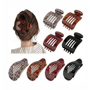 Atoden Flat Hair Clips Large Claw Clips for Thick Medium Thin Hair 8Pcs Square and Round Oval Non Slip Strong Hold Barrettes French Duckbill Accessories for Women Girls Matte Black Color