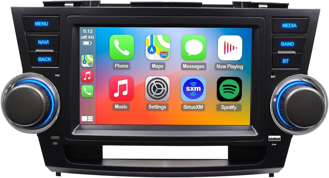 Radio for Toyota Highlander 2008-2013 Upgrade,Touch Screen Stereo Replacement,Wireless carplay Android auto,4G LTE Network