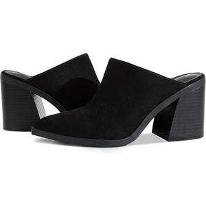 JeimPoey Womens Mules Pumps Point Closed Toe Slip-on Heels Stacked Chunky Block Heel Backless Clogs, 11, Black
