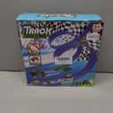 16 Ft Flexible Car Race Track, Flex Ramp with 12 Suction Cups, Compatible with Hot Wheels and Diecast 1/64th Cars, Double Tracks Long Rolls Up Portable Racetrack (Blue)