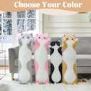 Cute Cat Plush Long Body Pillow Soft Cartoon Stuffed Animal Doll, Kawaii Cat Plushie Cuddle Toy for Kids, Girls & Girlfriend (Gray, 35.4 Inch)