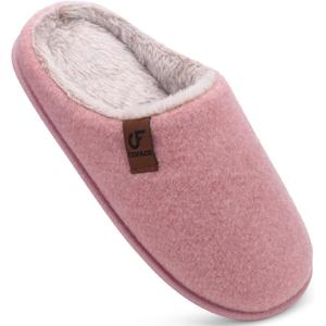 COFACE Womens Cozy Memory Foam Scuff Slippers Warm Slip On House Shoes (Pink)