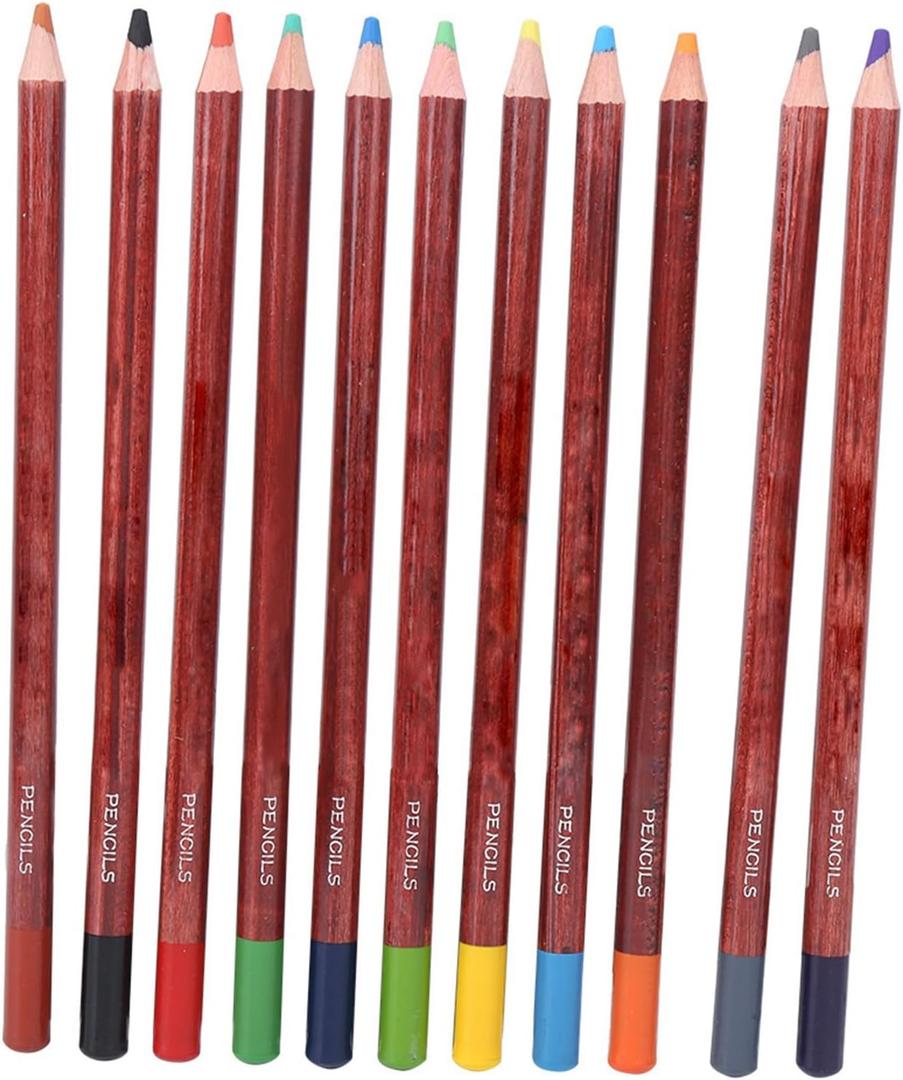 Colour Charcoal Pencils Drawing Set, 12Pcs Pastel Chalk Pastel Pencils Chalk Pencil Wooden Rod Professional Sketching Painting Tool for Artists (Landscape color pink pencil)