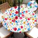 HunnmingRe Wildflower Round Outdoor Tablecloth with Umbrella Hole Zipper Waterproof Anti-Wrinkle Table Cover for Summer Patio Camping Party Car Rv Gardening Gifts Fit to 45"-53" Patio Tables