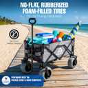 Beach Wagon with Big Wheels for Sand | Beach Cart for Sand | Collapsible Heavy Duty Beach Wagon for Kids, Camping & Outdoor | All Terrain Folding Cart | Haulwell | Gray