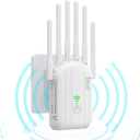 WiFi Extender Signal Booster - Internet Repeater for Home, Up to 1500 Sq.ft, 100+ Devices, Dual Band 5GHz/2.4GHz, 1200Mpbs Strong Signal Penetrability, Long Range Wireless Booster with Ethernet Port