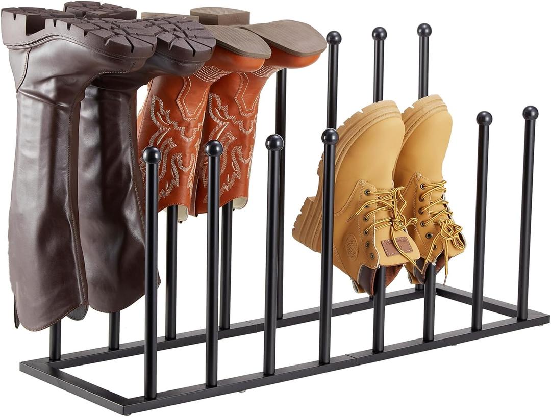 Housen Solutions Boot Rack Organizer for Tall Boots, 8 Pairs Metal Free Standing Shoe Boots Rack, Black Shoes Boot Organizer Holder Stand for Closet, Entryway, Garage, Porch, Hallway