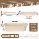 100 Pack 23 oz Disposable Paper Meal Containers with Lids and Forks Compostable Take out Food Containers for Salad Leftovers Pasta Burrito Rectangular Paper Bowls