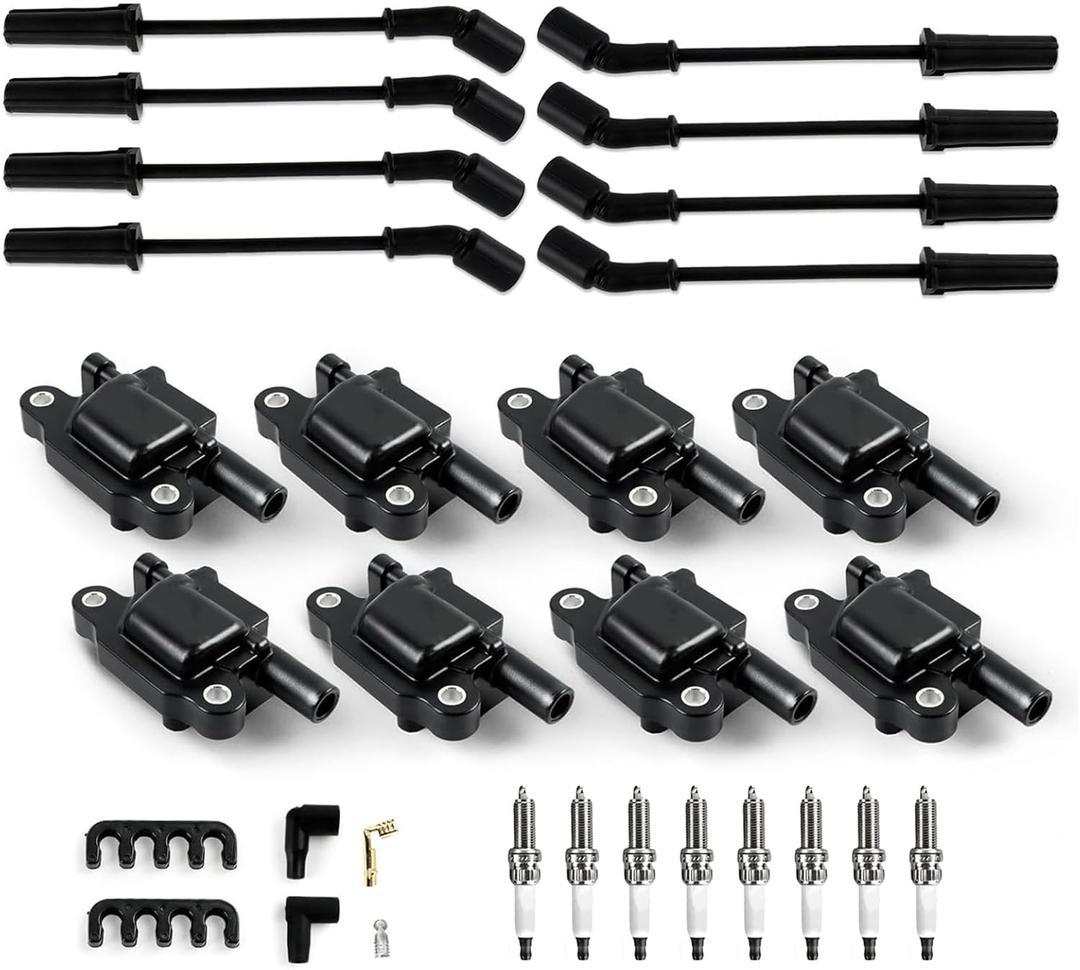 UF413 8 PCS Ignition Coil Pack & 19299585 8PCS Iridium Spark Plugs & 8PCS Wires Fits For Chevy Silverado 1500 GMC Pontiac G8 Grand Prix H3 Tahoe Yukon Replacement for D510C 5C1554