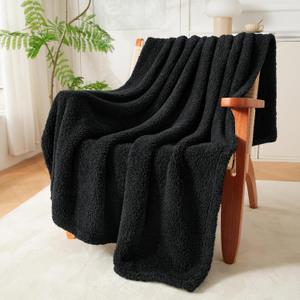 Exclusivo Mezcla Black Fleece Throw Blanket for Couch Sofa, Soft Warm and Fluffy Blankets for Women, Suitable for All Seasons, 50x60 Inches