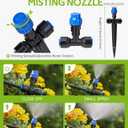 HIRALIY 118FT Greenhouse Misting Drip Irrigation Kit, Quick Connector Design, Irrigation System with 1/4" Tubing and Adjustable Nozzles for Hanging Plants, Garden Watering System for Raised Bed