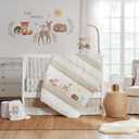 Levtex Baby - Woodland Pals Crib Bed Set - Baby Nursery Set - Cream Taupe Brown Green - Woodland Friends - 5 Piece Set Includes Quilt, One Fitted Sheet, Wall Decal, Skirt/Dust Ruffle & Basket, 5 Piece Bedding Set