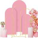 Wedding Arch Backdrop Stand Set of 3, (4, 5, 6) Metal Arch Backdrop Stand with Arch Cover, Wedding Balloon for Birthday, Baby Shower, Anniversary (Pink)