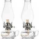 2 Pieces Chamber Lamp, 12 Inch Clear Vintage Glass Lantern for Indoor Use, Classic Decorative Lamps with Handle for Dinning Room, Home Decor, Wedding Party, Halloween