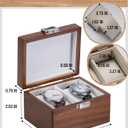 Watch Box, Watch Travel Case for Men, Wood Watch Organizer for Woman, Portable Protection 2-Slot Watch Display Storage Case, Rich Walnut