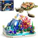 FUNWHOLE Turtle Reef Dream Lighting Building-Bricks Set - 835 Pcs Ocean Plants Collection Ideas Set for Adult and Teens