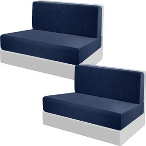 Tlswshsy RV Dinette Cushions - Stretch Sofa Seat Slipcovers - Washable Loveseat Sofa Furniture Protector for RV Camper Car Bench (Blue 2 Backrest & 2 Bench Covers)